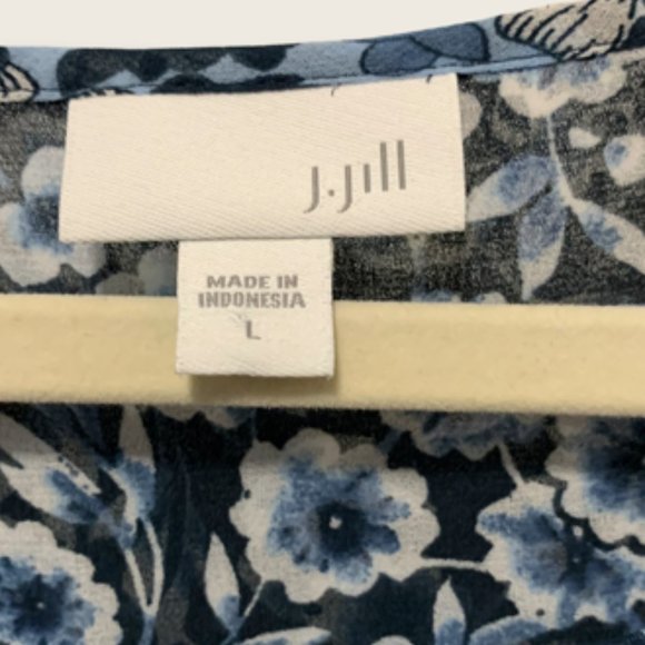 J.Jill Blue Floral Sheer Top Large - Picture 7 of 7